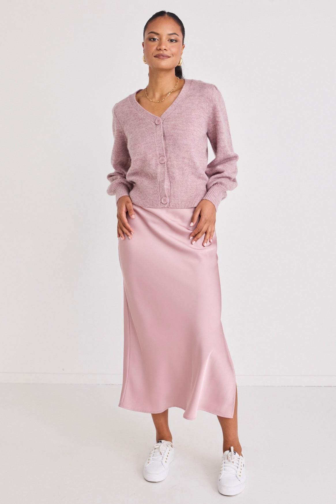 Stylish Pink Balloon Sleeve Cropped Cardigan for Women | Trendy Spring & Summer Fashion | Perfect for Parties, Dates & Casual Outfits