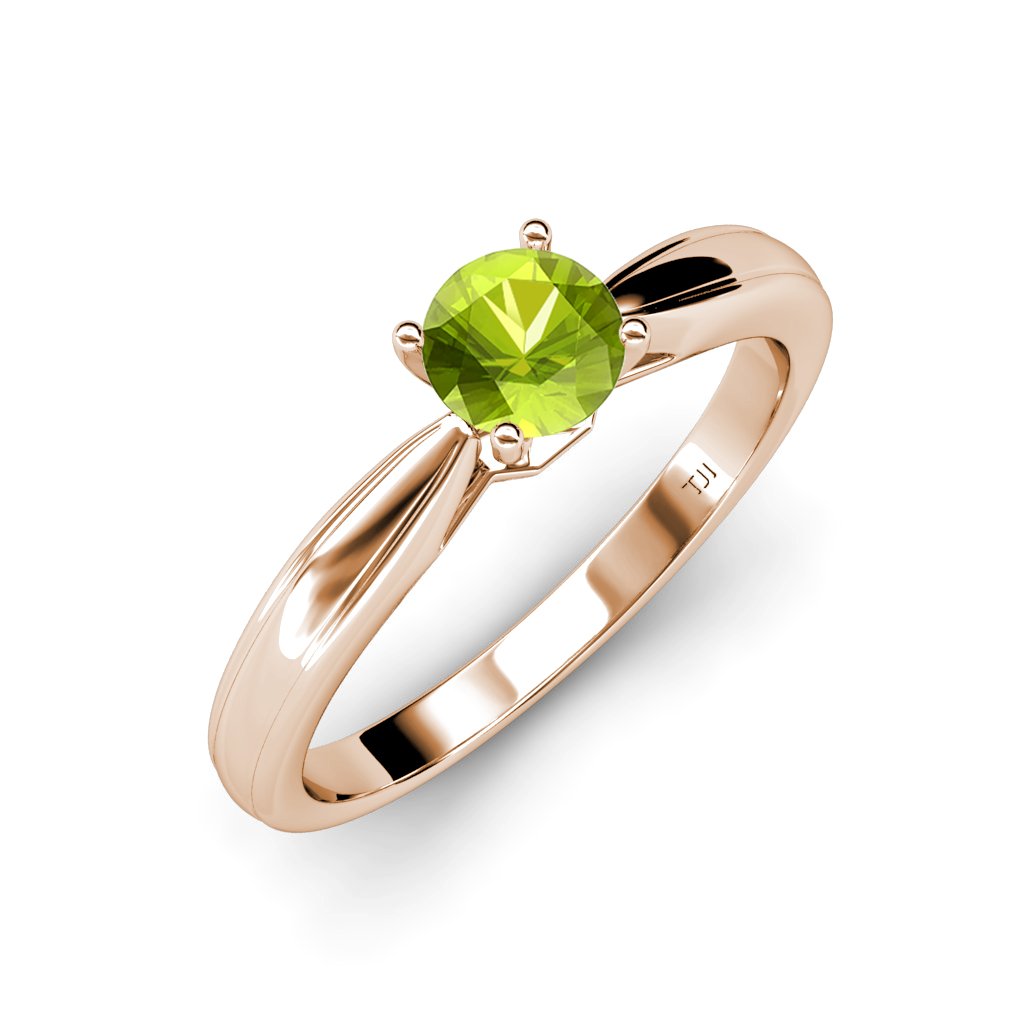 1.10ct Peridot Solitaire Ring in 14K Rose Gold - Elegant Birthstone Jewelry for Women, Perfect for Engagement, Anniversary & Everyday Wear