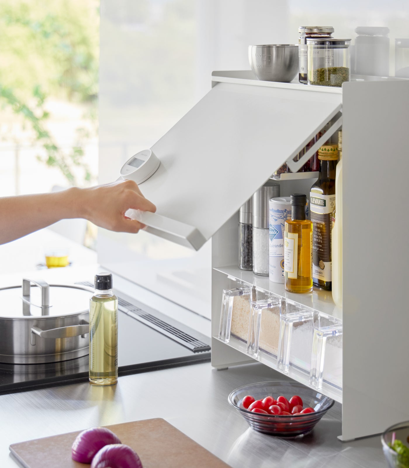 Hidden Spice Rack Organizer - Stainless Steel Spice Storage for Kitchen Cabinet & Countertop - Perfect for Small Spaces & Home Organization