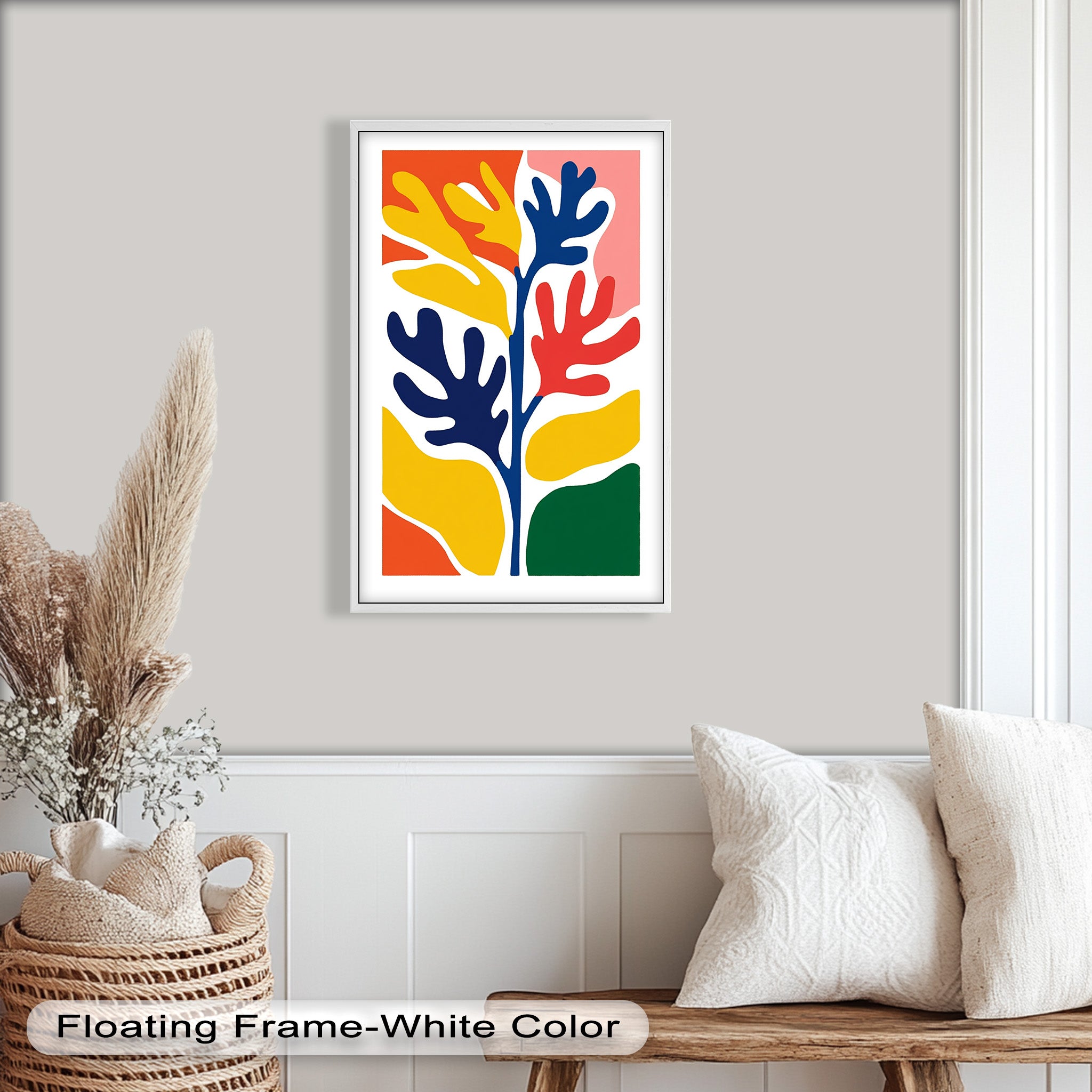 Vibrant Abstract Leaf Art - Modern Botanical Oil Painting for Home & Office Decor | Wall Art, Living Room, Bedroom