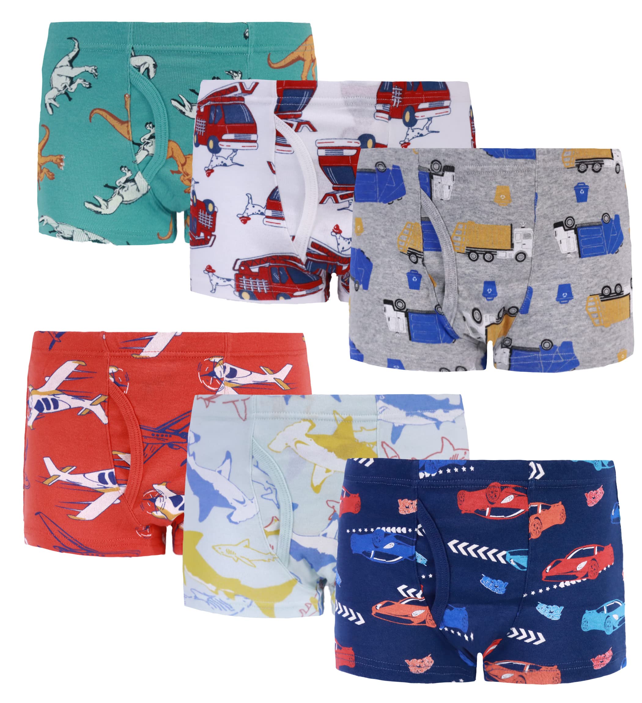 Boys Cotton Boxer Briefs - Dinosaur & Shark Print Underwear for Toddlers & Kids - Soft & Breathable - 3/6 Pack - Perfect for Playtime, School & Everyday Comfort