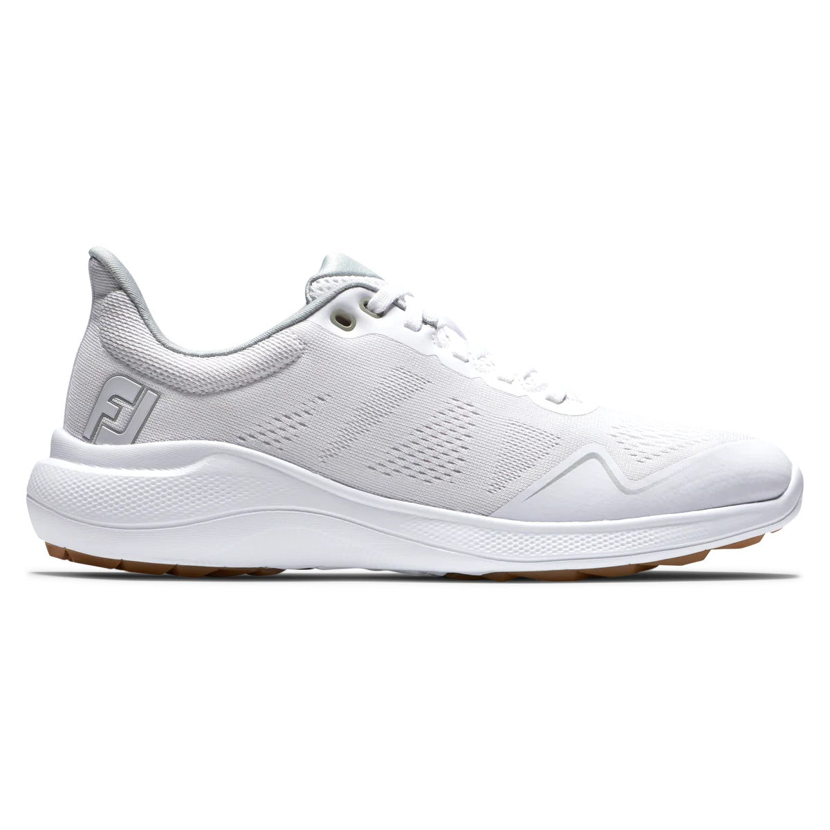 FootJoy Women's Flex Golf Shoes - White/Tan 95764 - Comfortable & Lightweight Spiked Golf Shoes for Women | Perfect for Walking Courses & Driving Range Practice