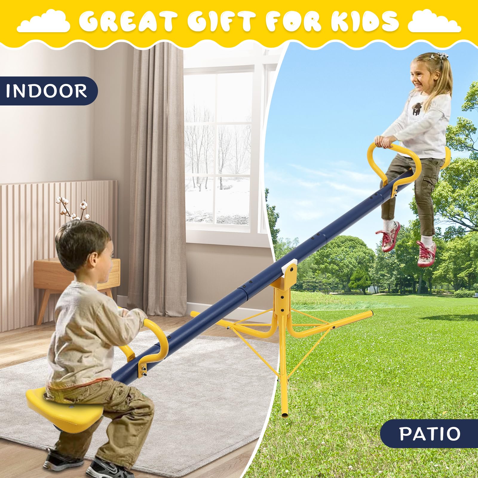 360° Rotating Teeter Totter Seesaw for Kids Ages 4-8 | Outdoor Backyard & Playground Toy | Perfect for Family Fun, Parks, and Daycare Centers