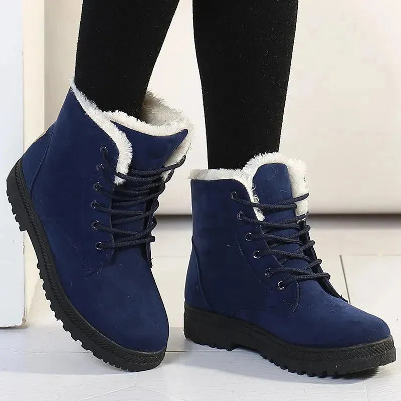 Women's Waterproof Lace-Up Winter Snow Boots - Warm Fur Lined Ankle Boots for Cold Weather, Hiking & Outdoor Activities