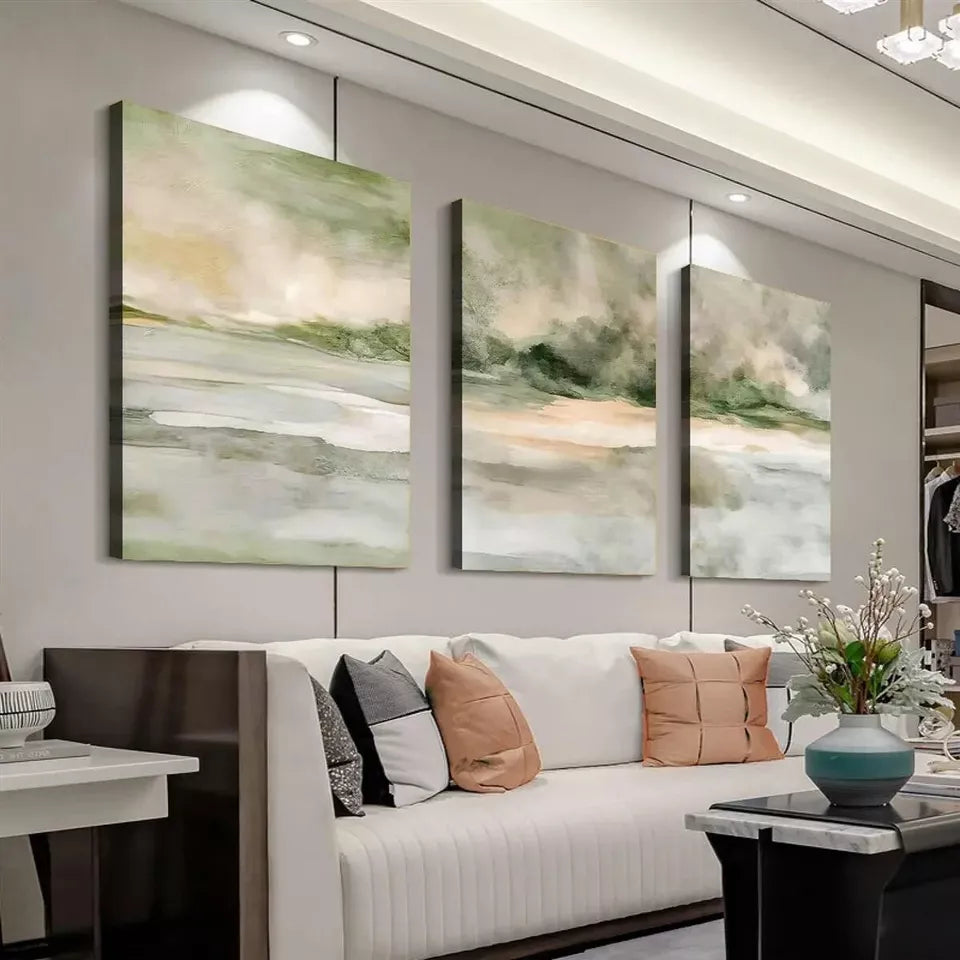 3-Piece Modern Neutral Abstract Minimalist Scenery Wall Art Set - Framed Canvas 50x70cm (20x28in) - High Quality Print - 100% Australian Made - Ready to Hang - Perfect for Living Room, Bedroom & Office Decor