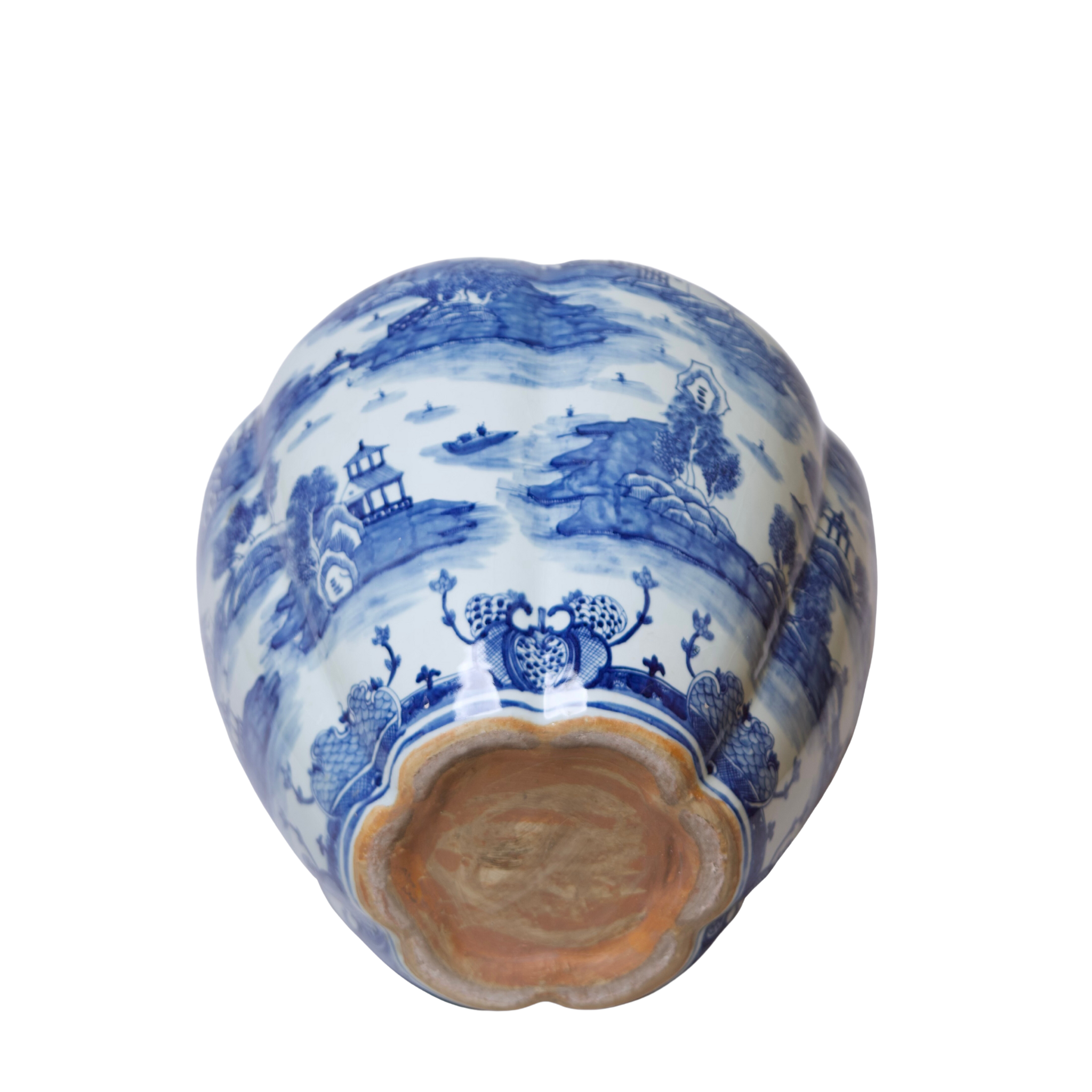 Willow Ware Blue and White Porcelain Gourd Vase - Handcrafted Chinese Antique Decor for Home, Office & Wedding Centerpiece