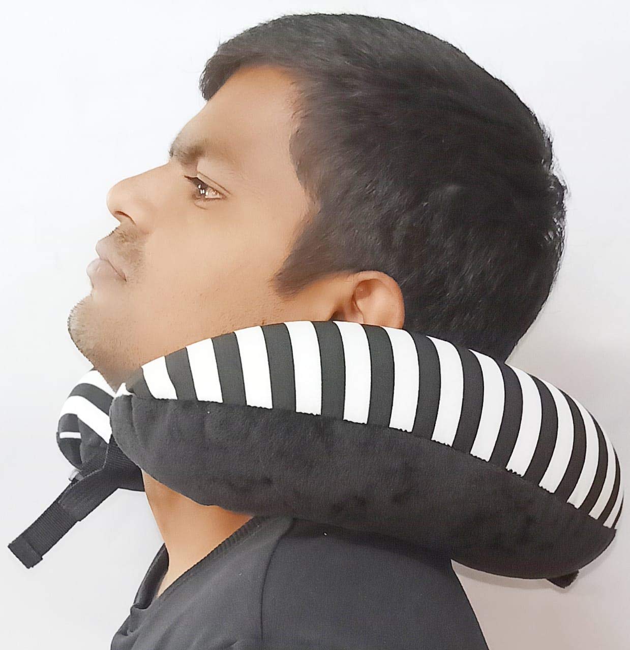 CNT Micro Bead Travel Neck Pillow - Zebra Print Black & White - Comfortable Support for Airplane, Car & Office Use - Compact & Portable for Travel Accessories