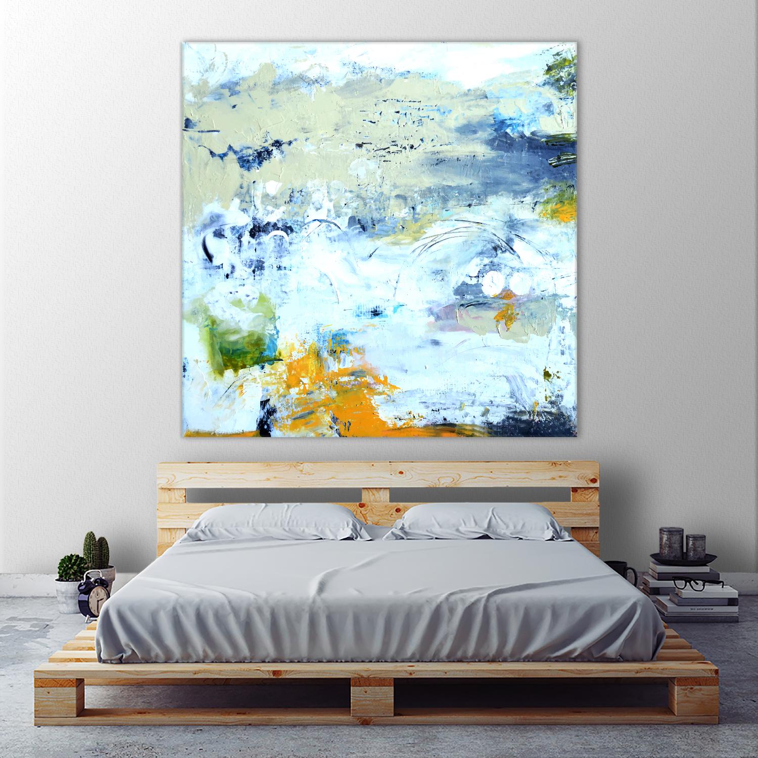 Abstract Beach Wall Art - Modern Coastal Decor for Living Room, Bedroom & Office - Handmade Canvas Painting - Perfect for Home, Vacation House & Airbnb Stays