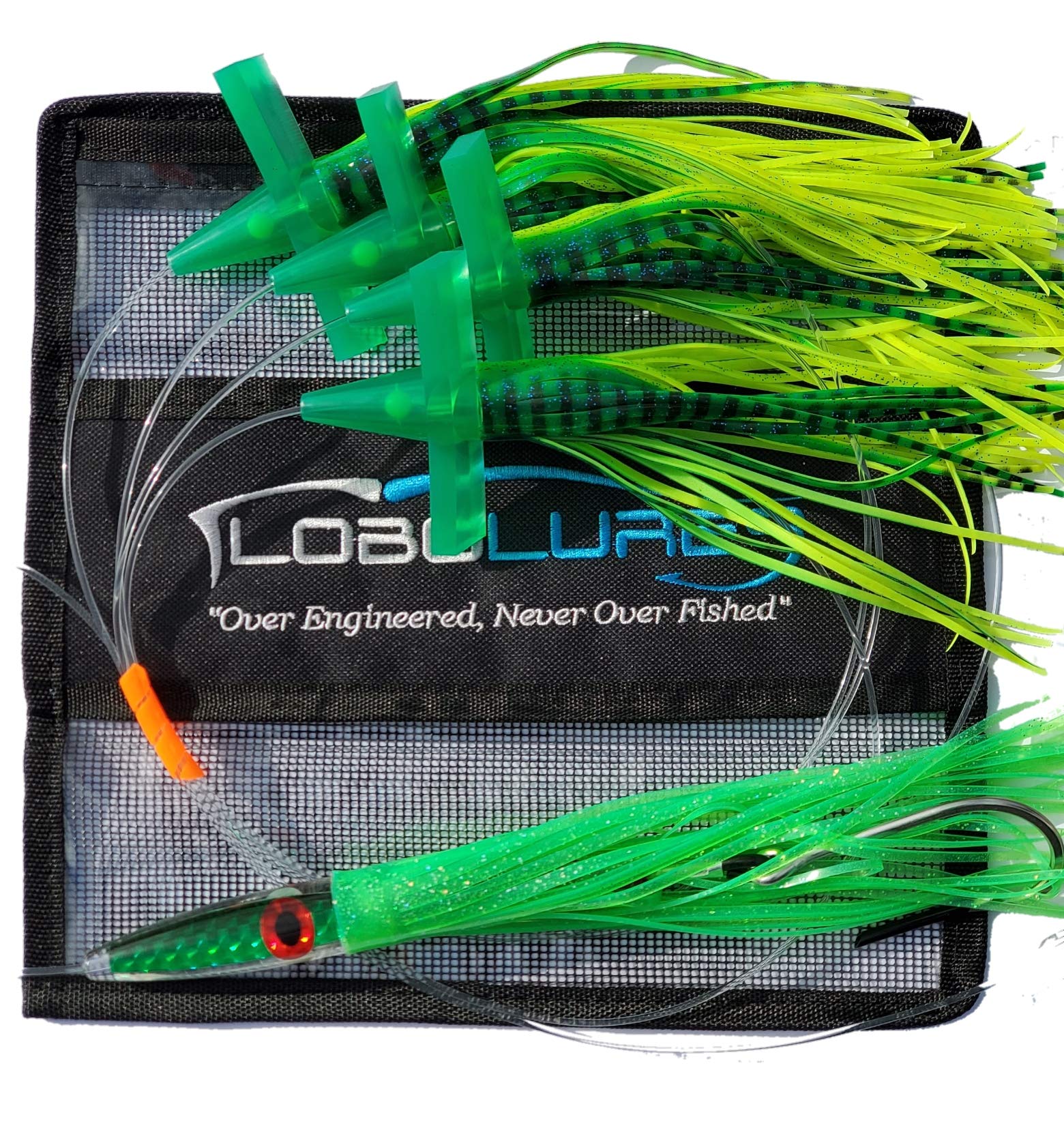 Premium Tuna Fishing Lure Kit - 222 Tuna Crack Commotion Splash Machine with Bullet Daisy Chain, 400lb Leader & 10/0 Hook - Perfect for Offshore Tuna Fishing & Big Game Saltwater Angling