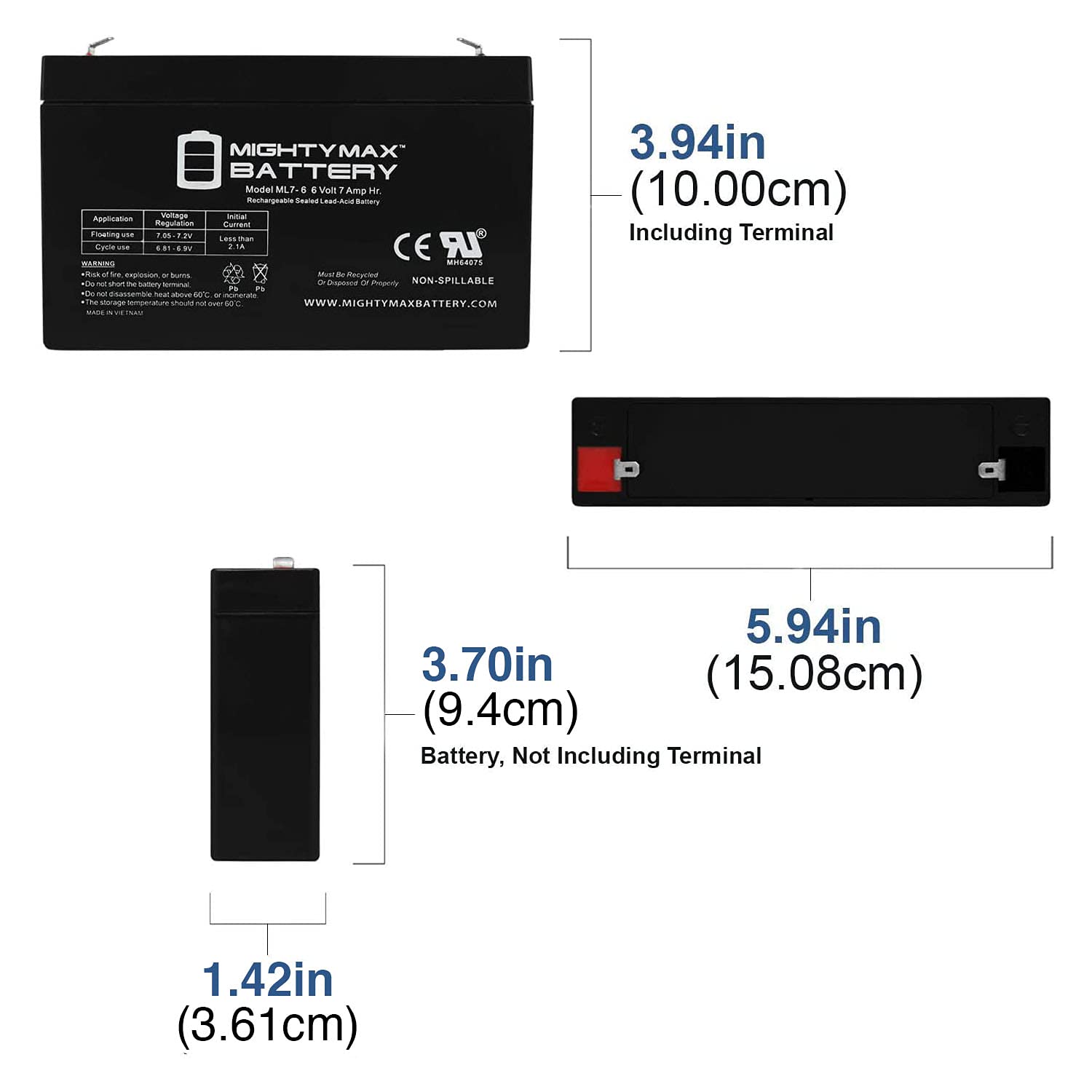 Mighty Max 6V 7Ah SLA Replacement Battery for Kid Trax SRT KT1108TG - 9 Pack - Perfect for Power Wheels, Ride-On Toys, and Electric Scooters