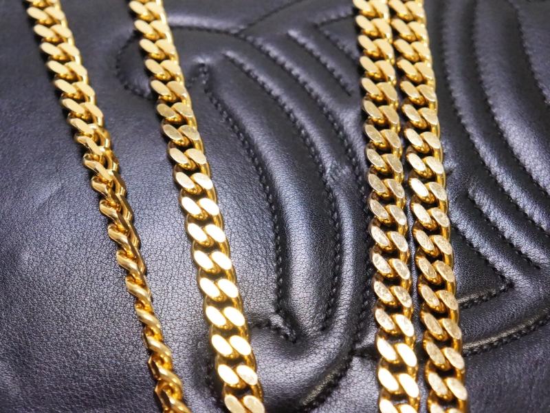 Authentic Pre-Owned Celine Vintage Black Leather Shoulder Bag with Gold Chain & Logo - Adjustable 2-Length Strap - Made in Italy (193003) - Perfect for Date Nights, Office & Luxury Fashion Accessories