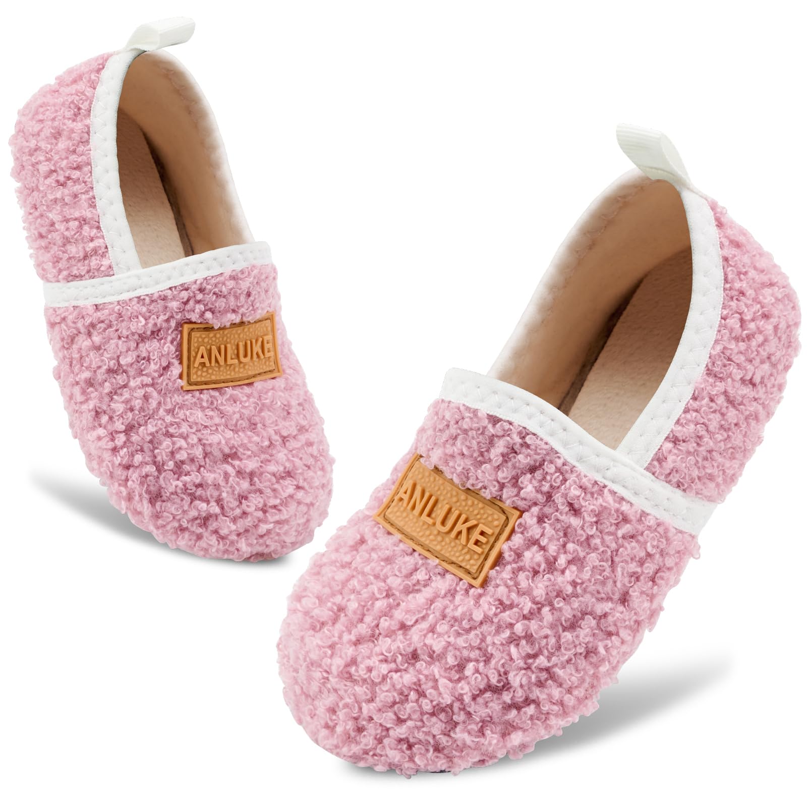ANLUKE Kids & Toddler Slippers for Boys & Girls - Non-Slip Indoor House Shoes with Warm Fleece Lining | Soft Sole Walking Slippers for Home, Nursery, Preschool & Outdoor Use