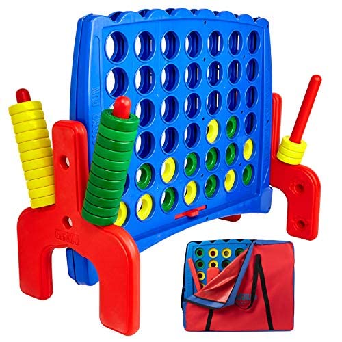 Giant 4 in a Row Connect Large Game Set with Storage Carry Bag - 3 Feet Tall Indoor/Outdoor Family Party Yard Game for Kids & Adults - Easy Assembly, Durable Weatherproof Design - Perfect for Backyard BBQs, Picnics, and Family Gatherings - 2022 Version