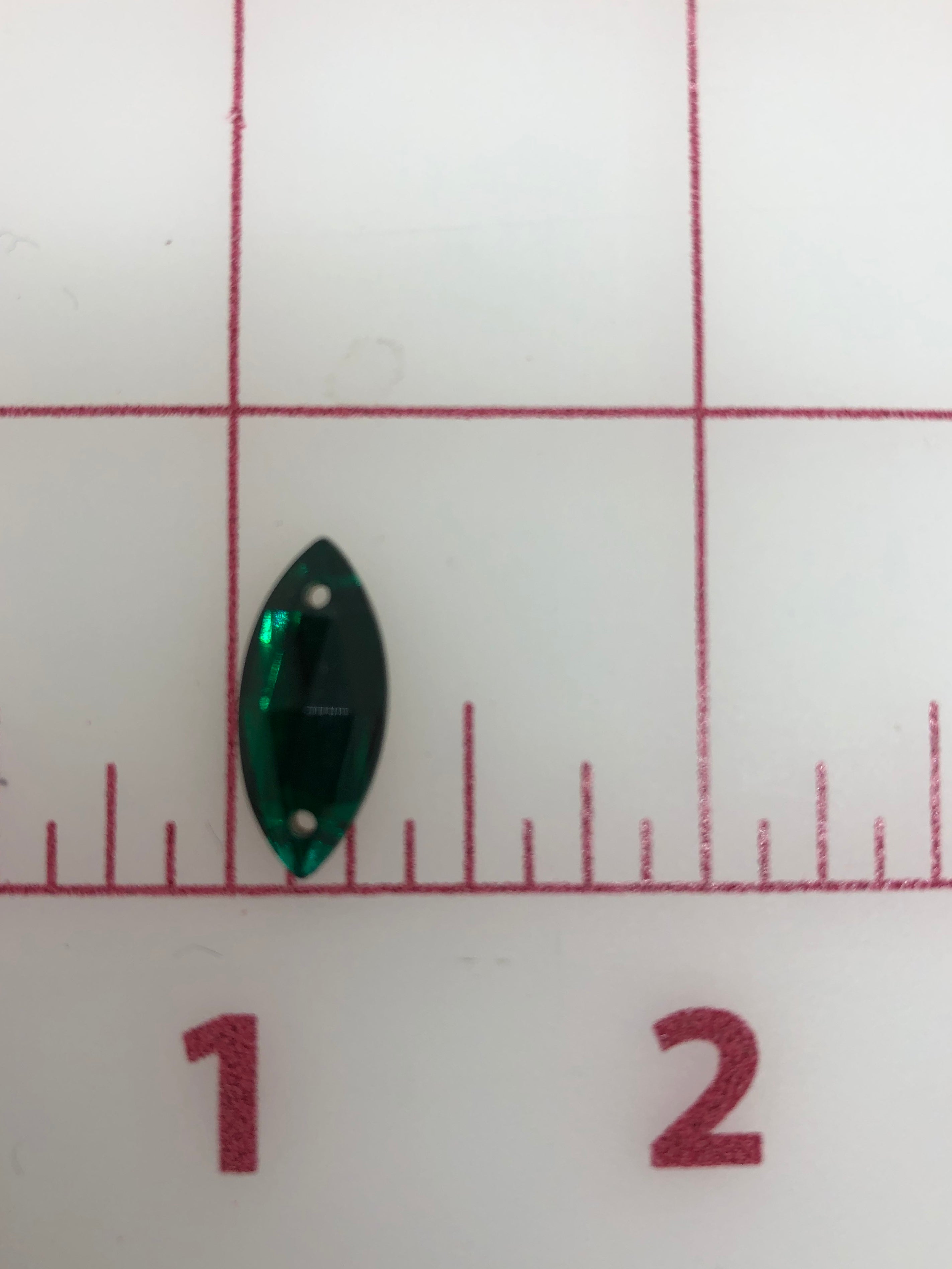 12 Pack 18x9mm Czech Emerald Navette Rhinestones for Sewing - Perfect for Costumes, Bridal Wear, and DIY Crafts