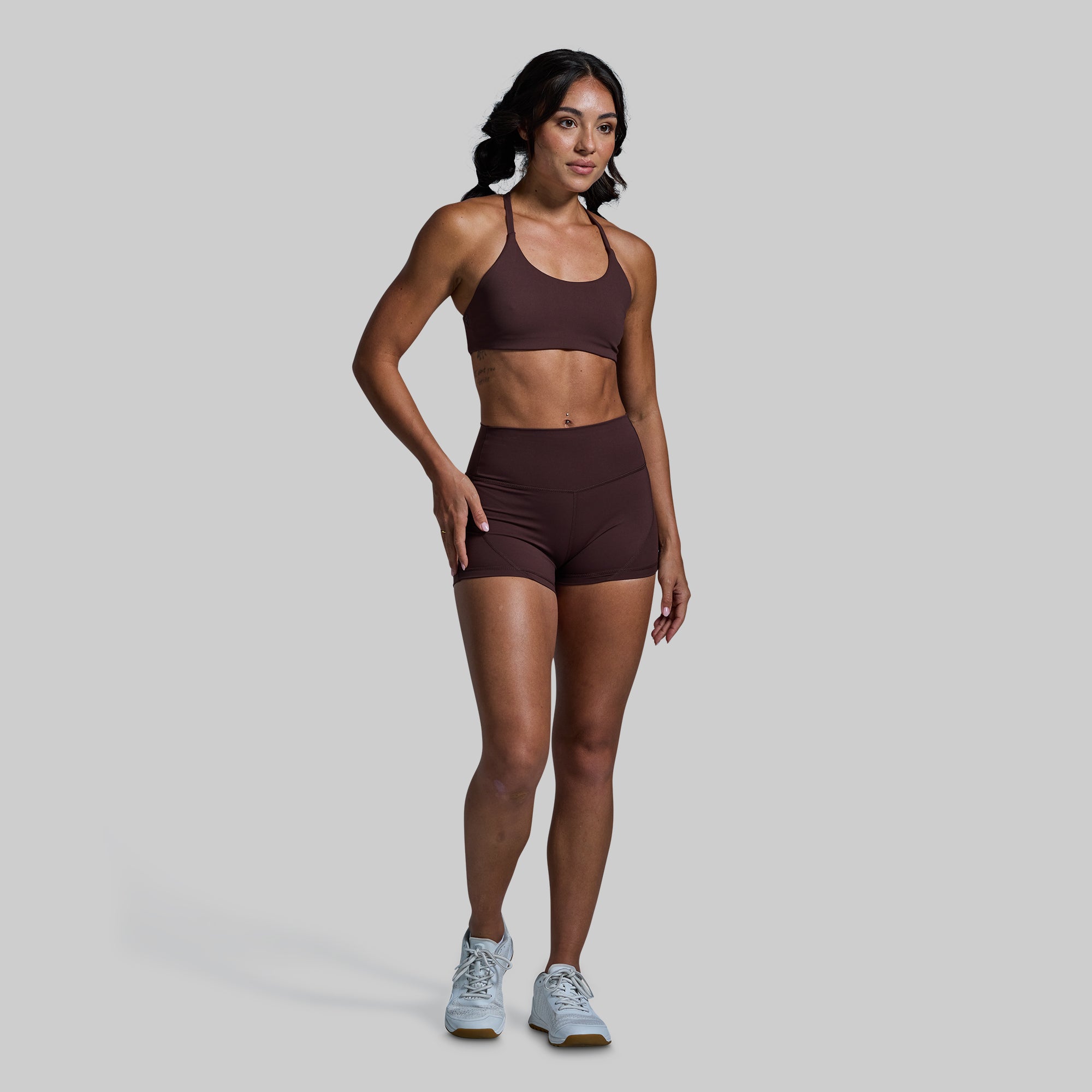 High Waisted Booty Shorts for Women - French Roast Color - Perfect for Gym, Yoga & Summer Outfits