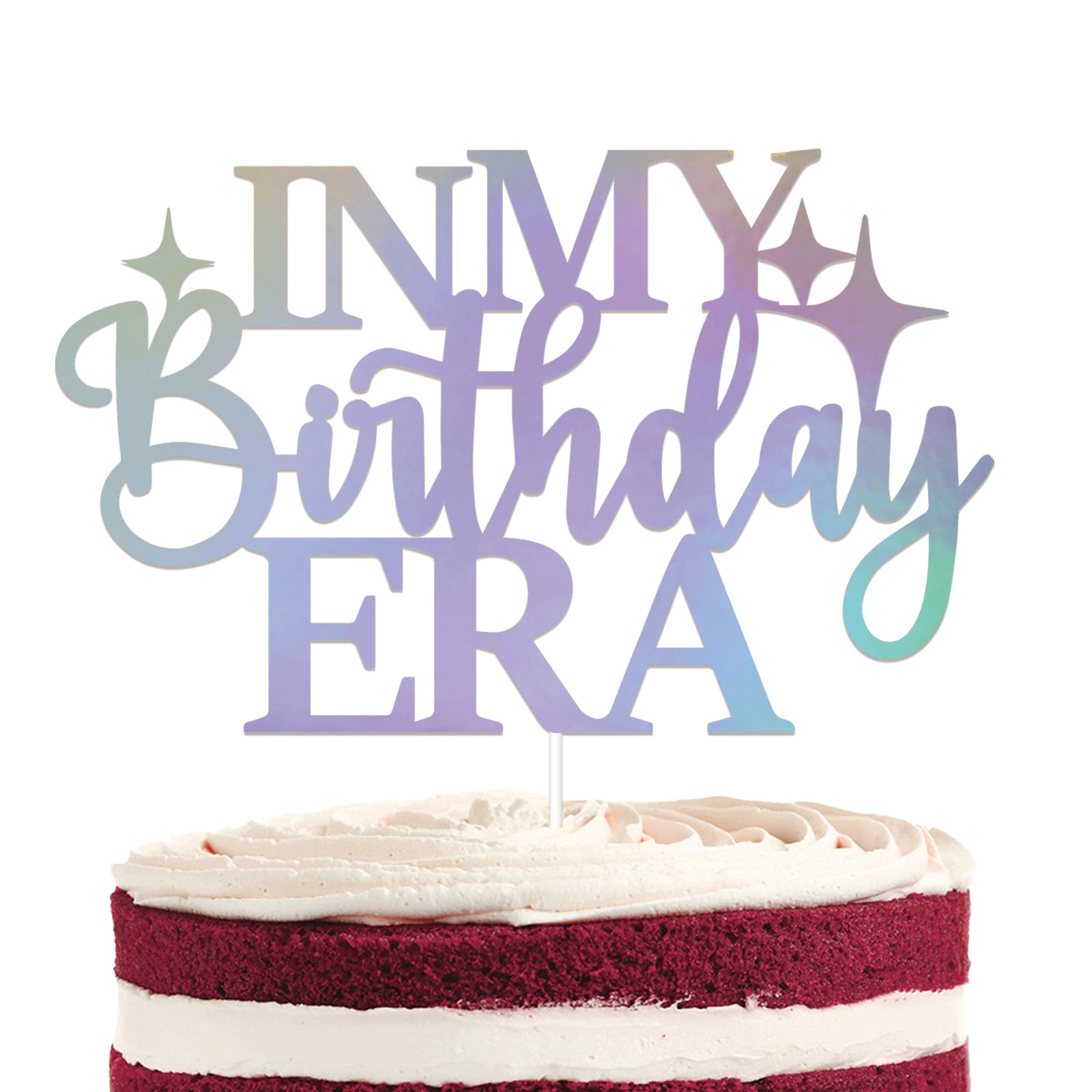 In My Birthday Era Cake Topper - Glitter Holographic Happy Birthday Decorations for Girls Birthday Party | Cake Decorations for Birthday Cakes, Cupcakes & Desserts