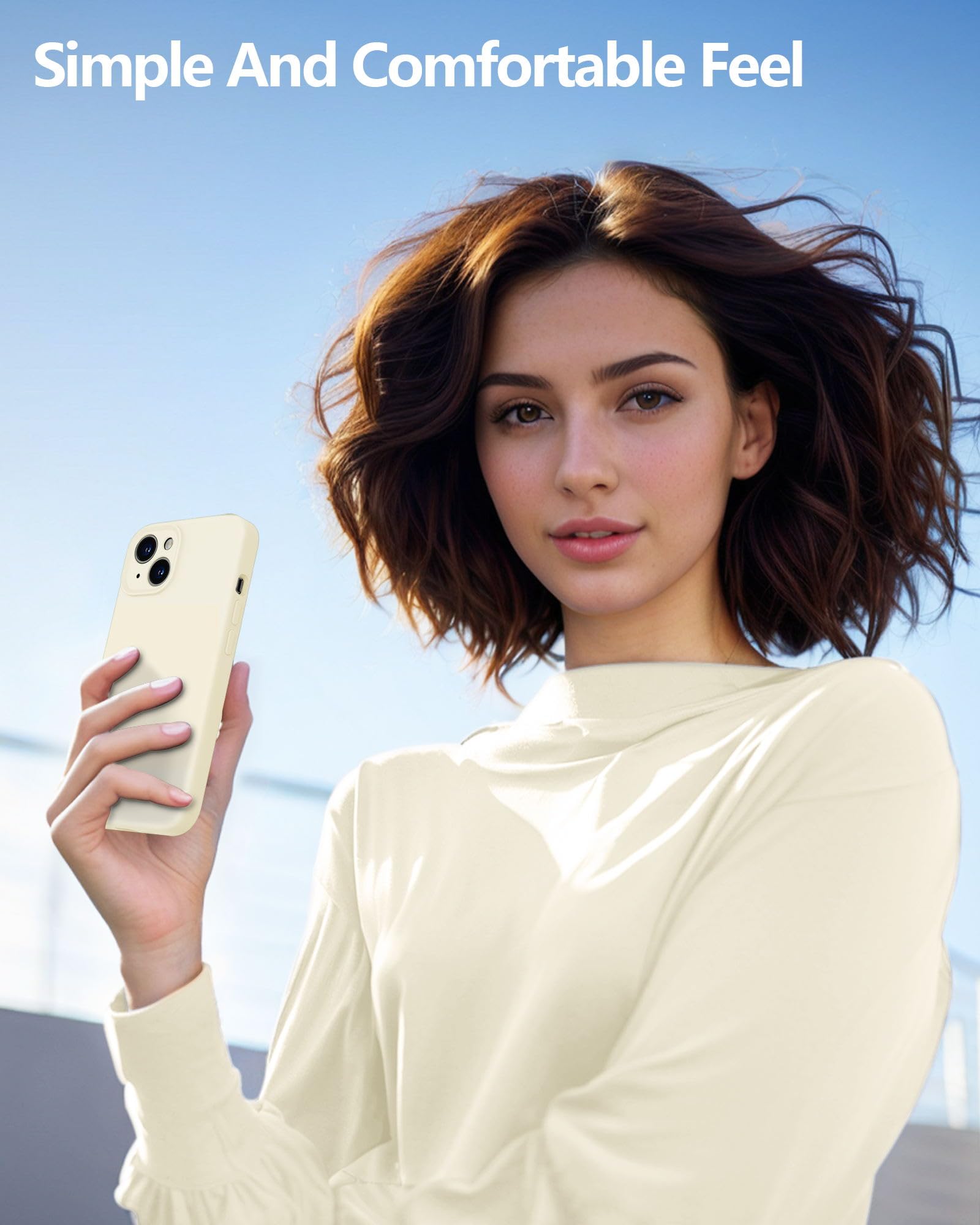 Dssairo iPhone 15 Case - Premium Liquid Silicone Cover with 2× Tempered Glass Screen Protectors | Enhanced Camera Protection & Scratch-Resistant Soft Microfiber Lining | Slim Protective Phone Case (Stone Color) - Perfect for Daily Use, Travel & Outdoor Activities