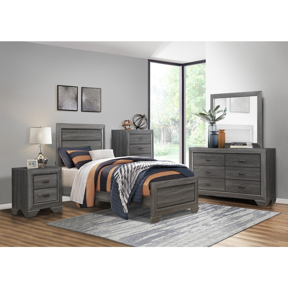 Modern Gray 6-Drawer Dresser with Smooth Metal Glides - Perfect for Bedroom Storage & Organization