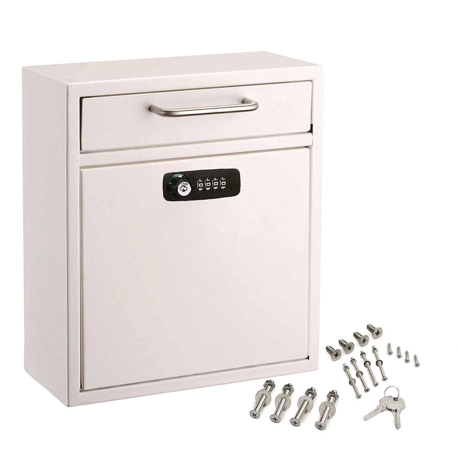 AdirOffice Medium Secure Drop Box - Wall Mounted Locking Mailbox with Key & Combination Lock - 10.51