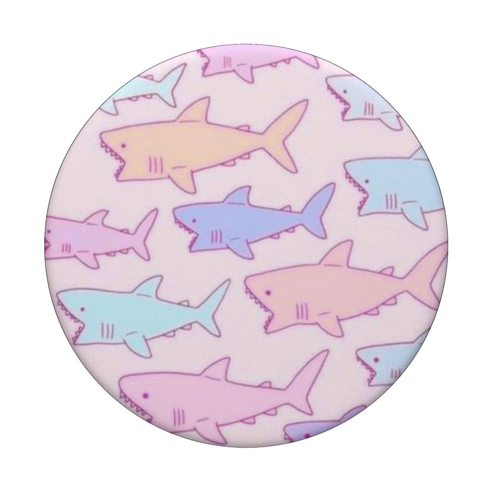 Pastel Pink Shark PopSockets PopGrip - Cute Adhesive Phone Grip & Stand for iPhone, Samsung - Perfect for School, Work, and Everyday Use
