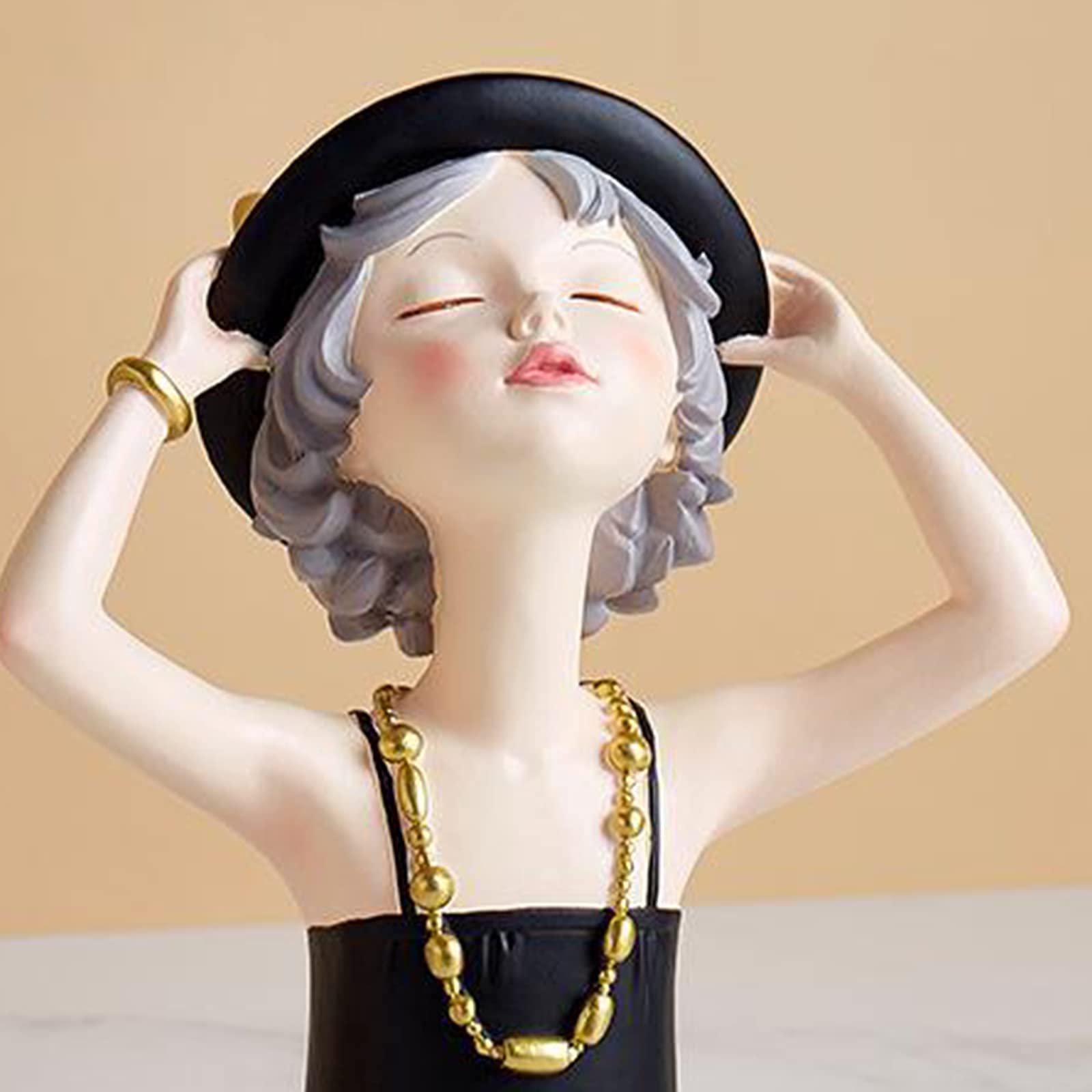 Nordic Summer Girl Sculpture - Handcrafted Collectible Statue for Home Decor, Bedroom, Office, Living Room & Bar | Perfect Gift for Women, Housewarming & Scandinavian Style Lovers (Black)