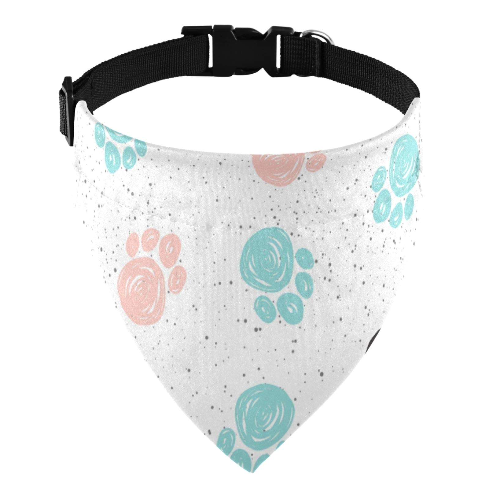 Adjustable Buckle Dog Bandana with Paw Prints - Washable Triangle Dog Scarf & Collar for Small, Medium, Large Breeds | Perfect for Pet Fashion, Daily Walks & Special Occasions