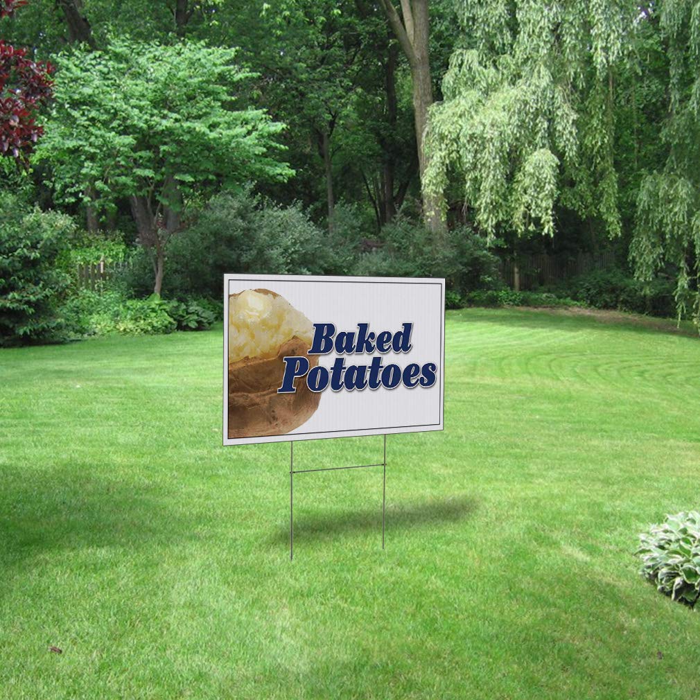 24x18 Inch Weatherproof Yard Sign for Baked Potatoes - Double-Sided Print, Durable for Restaurants, Cafes & Bars - Perfect for Lawn, Garden & Vegetable Displays