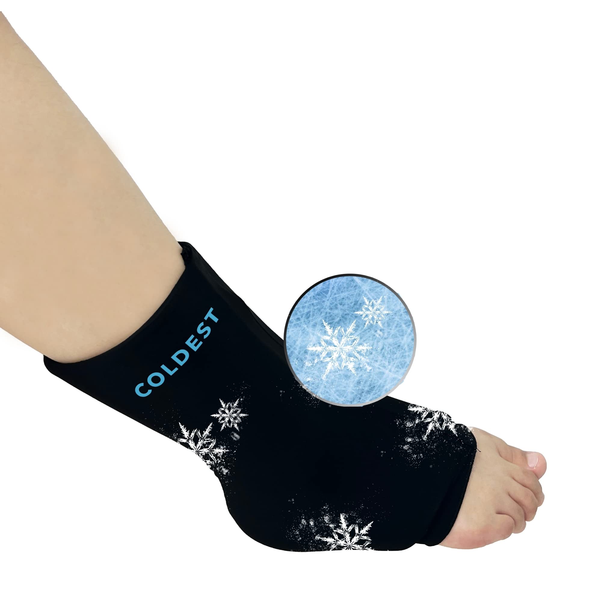 Coldest Ankle Foot Ice Pack Wrap 360 - Reusable Freezable Gel Pack for Sprained Ankles, Plantar Fasciitis, Achilles Tendonitis & Swelling Relief - Ideal for Sports Recovery, Post-Surgery Care & Daily Pain Management