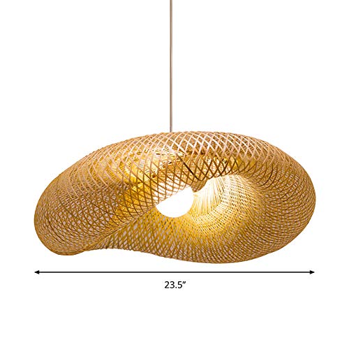 Modern Bamboo Pendant Lighting for Kitchen Island - 23.5