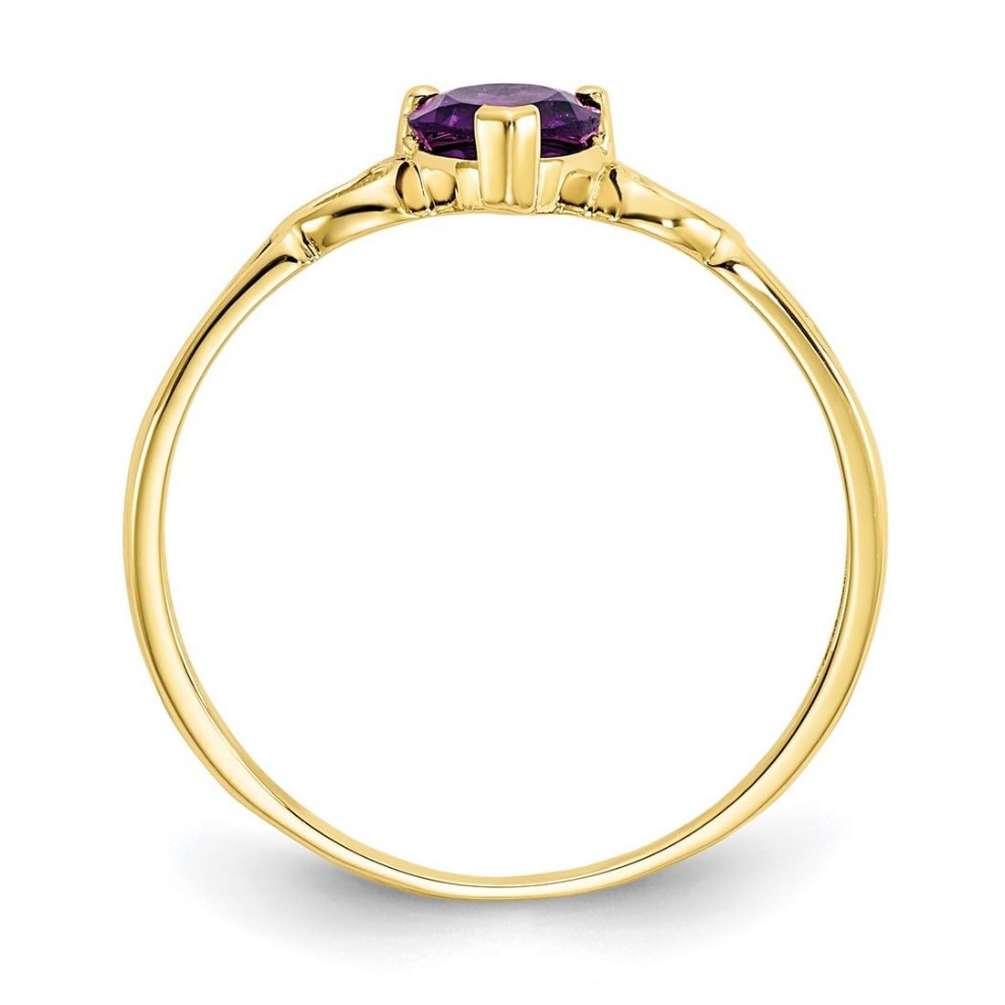10K Yellow Gold Polished Amethyst Ring for Women - Size 6 | Elegant Purple Gemstone Jewelry for Engagement, Anniversary & Special Occasions