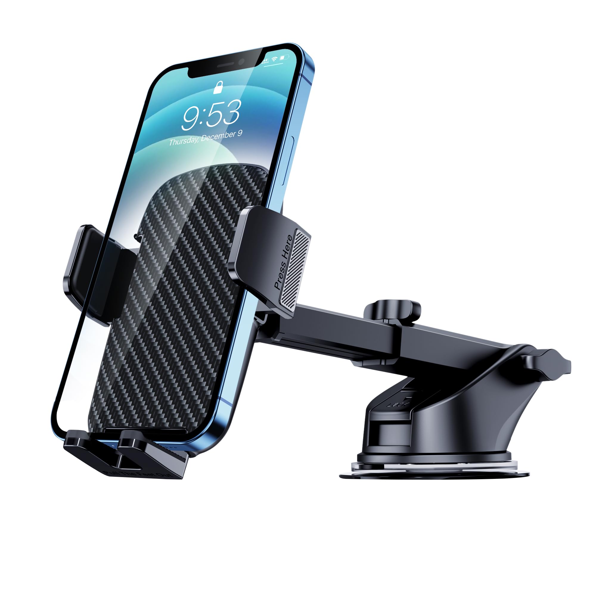 TICILFO Universal Car Phone Holder with Military-Grade Suction Cup - 360° Adjustable Dashboard Mount for iPhone & Smartphones - Perfect for GPS Navigation, Hands-Free Calling & Road Trips
