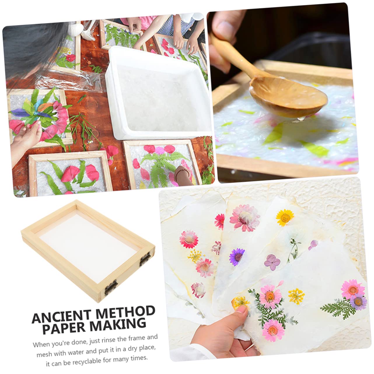 COHEALI 2-Piece Wooden Paper Making Screen Set - DIY Handmade Paper Molds & Deckle for Crafting, Scrapbooking, and Art Projects - Perfect for Homemade Stationery, Greeting Cards, and Gift Wrapping