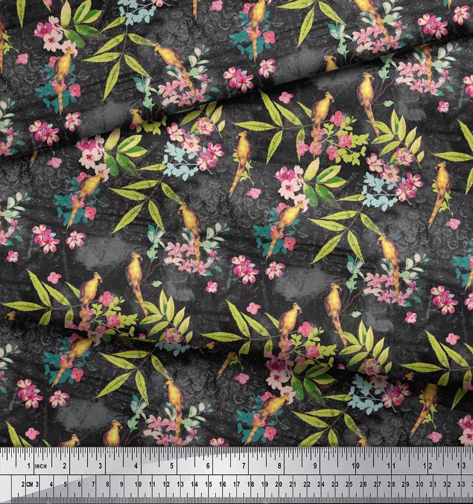 Soimoi Black Cotton Cambric Fabric - 56