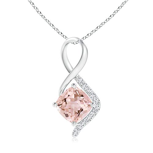 Angara Infinity Twist Natural Morganite Pendant Necklace with Diamond Accents (0.75 cttw AAAA Morganite) - Elegant Jewelry for Women, Perfect for Weddings, Anniversaries & Special Occasions