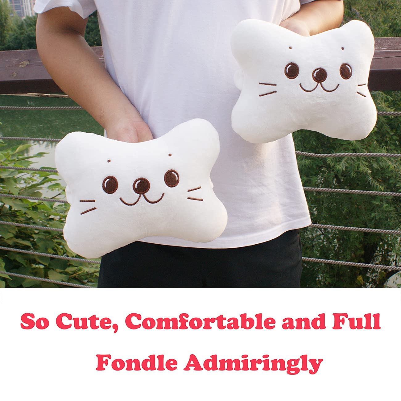 Sexysamba Car Headrest Pillow - 2PCS Soft Comfortable Neck Support Pillows for Driving, Travel & Home - Cute Cartoon Design Car Seat Cushion (White) | Perfect for Long Road Trips, Office Naps & Home Relaxation