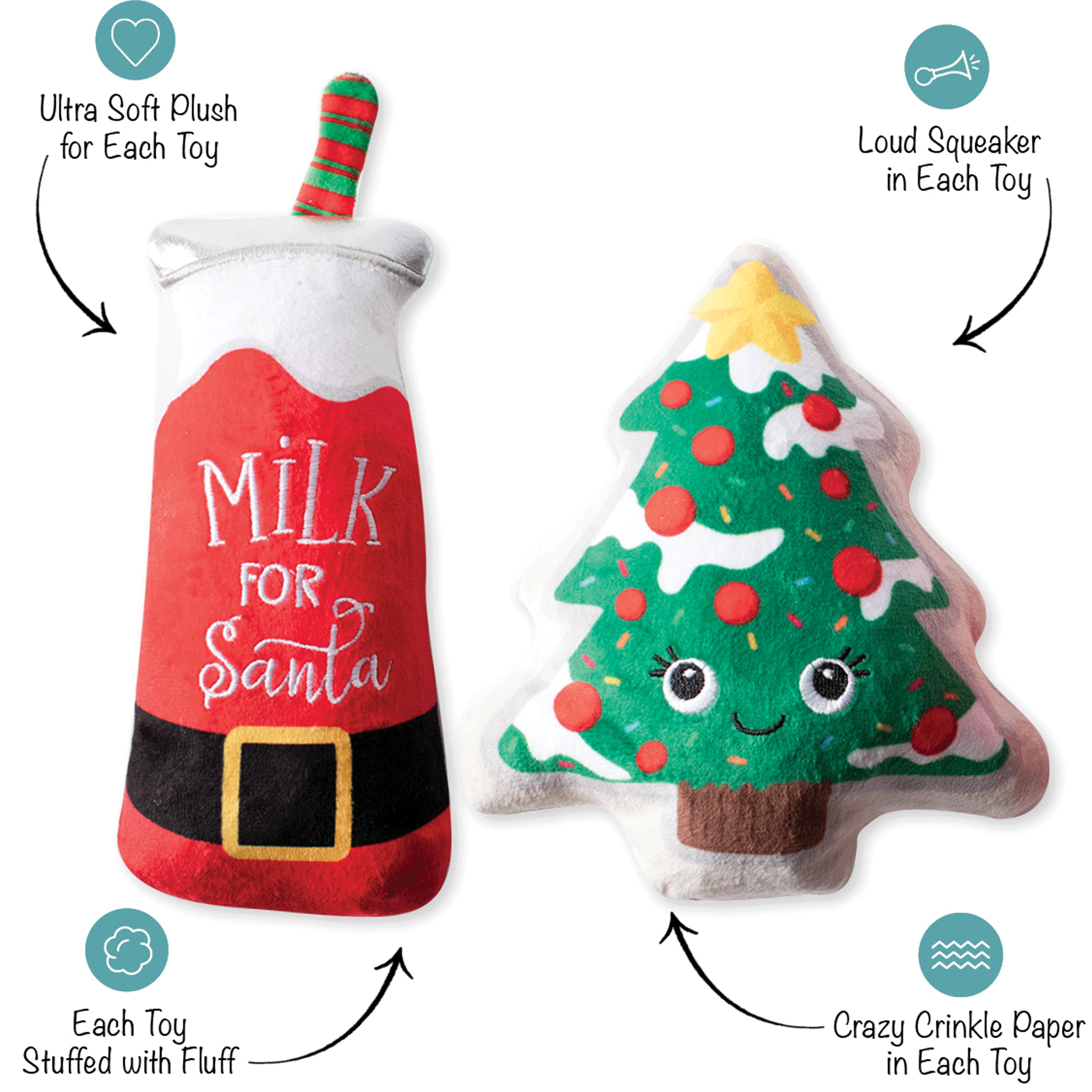 Festive Fringe Santa Dog Toy - Red & Green Chew Toy for Small & Large Dogs - Perfect for Christmas Playtime & Holiday Gifts