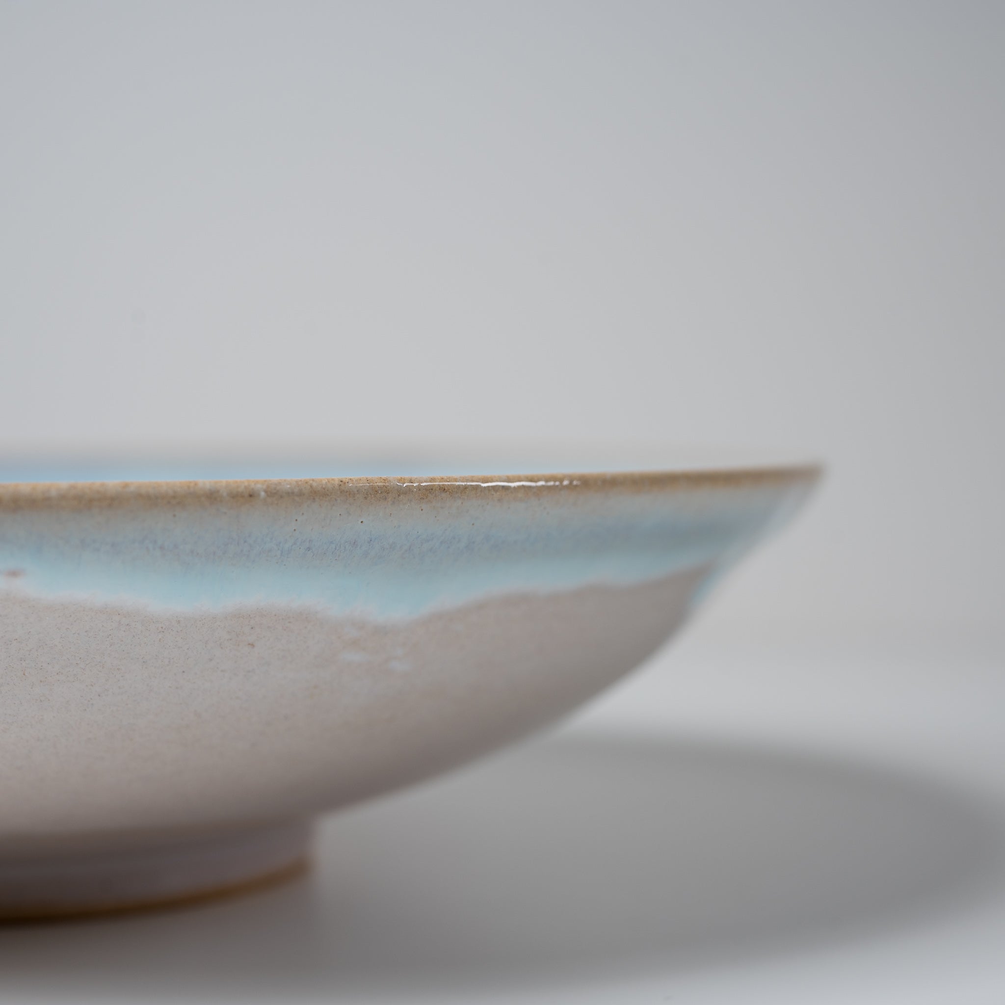Tenryu Kiln Hagi Ware Large Shallow Bowl 20cm Sky Blue - Japanese Ceramic Serving Dish for Sushi, Noodles & Salad | Handcrafted Pottery for Home Dining & Restaurant Use