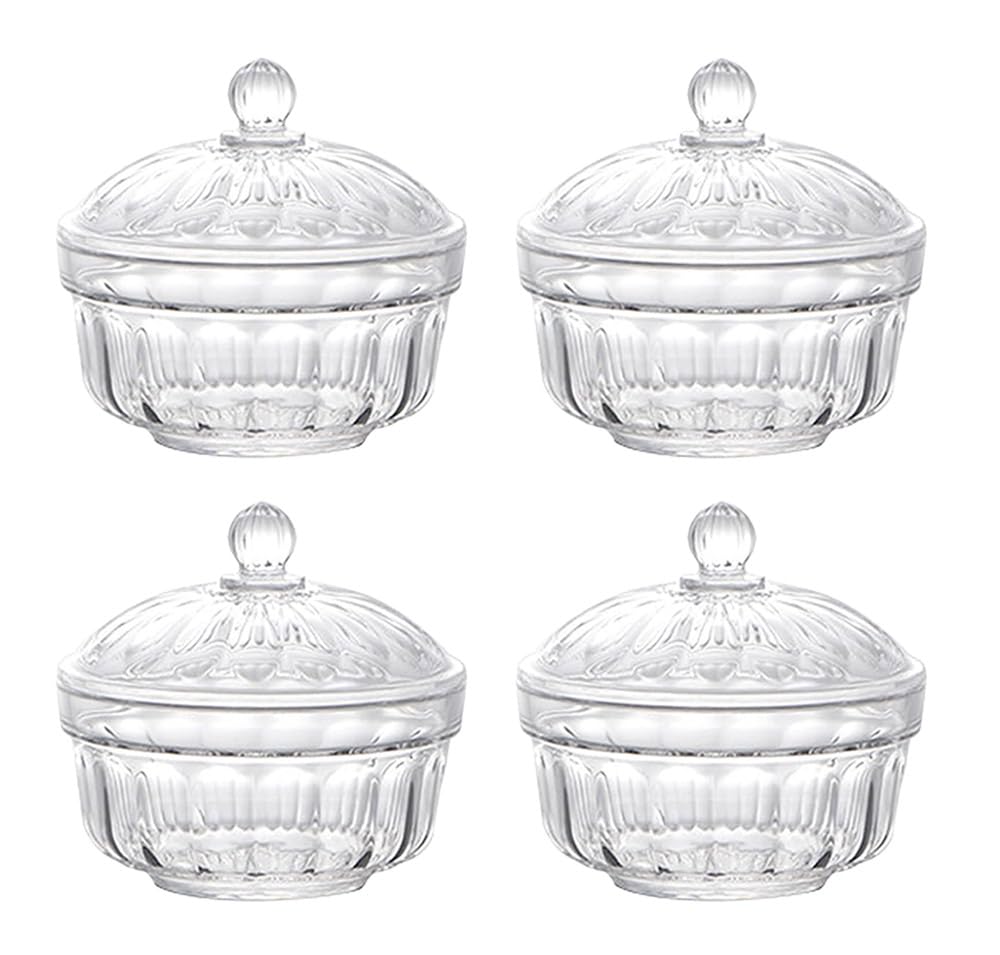 123Arts 4-Piece Plastic Candy Dishes Set with Lids - Sugar Bowls, Spice Jars & Storage Containers for Kitchen, Party, and Home Organization | BPA-Free, Airtight Food Storage Solution