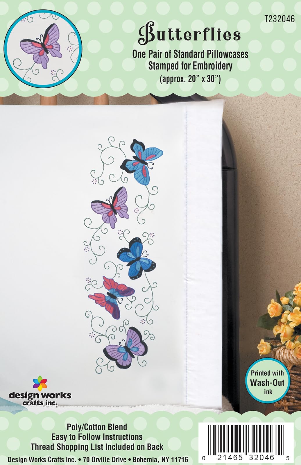 Tobin Butterflies Embroidered Pillowcases Set - Elegant Floral Design for Home Decor, Bedroom & Living Room
