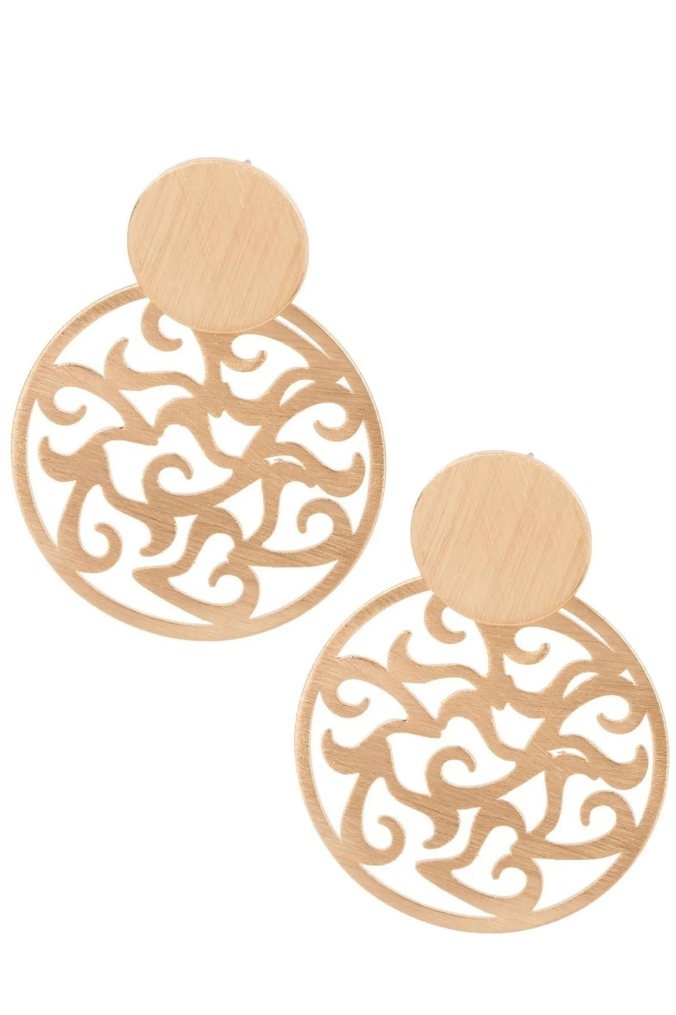 Elegant Circle Ornate Cut Out Earrings for Women - Boho Chic Dangle Earrings for Party, Wedding & Everyday Wear