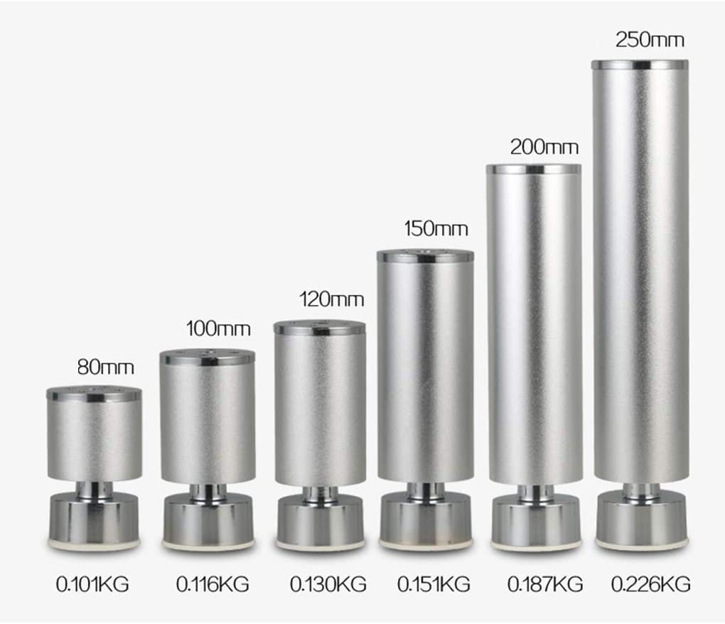 Adjustable Metal Table Legs - 4pcs Aluminum Alloy Round Furniture Feet for Sofa, Couch, Desk, Bed & Cabinets - 8cm Height Replacement Risers - Perfect for Home Office & Living Room Furniture Upgrade