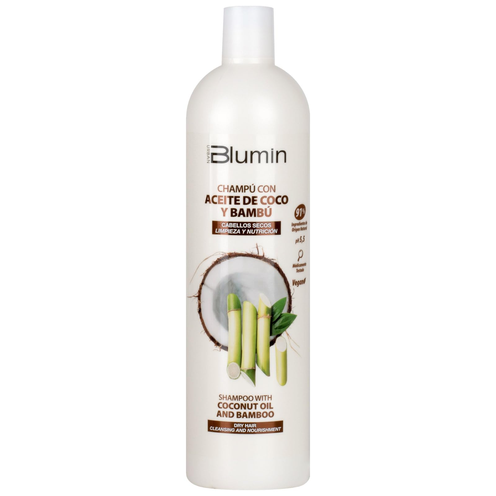 Organic Coconut Oil & Bamboo Shampoo for Dry Damaged Hair - Hydrating & Repairing Hair Care for Daily Use at Home or Salon