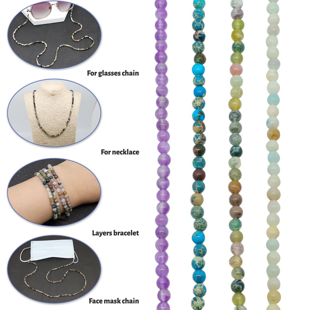 LuReen Stylish Eyeglasses Chain for Women - Natural Stone Beaded Glasses Strap & Lanyard | Fashionable Necklace-Style Eyewear Holder for Reading, Driving & Outdoor Activities
