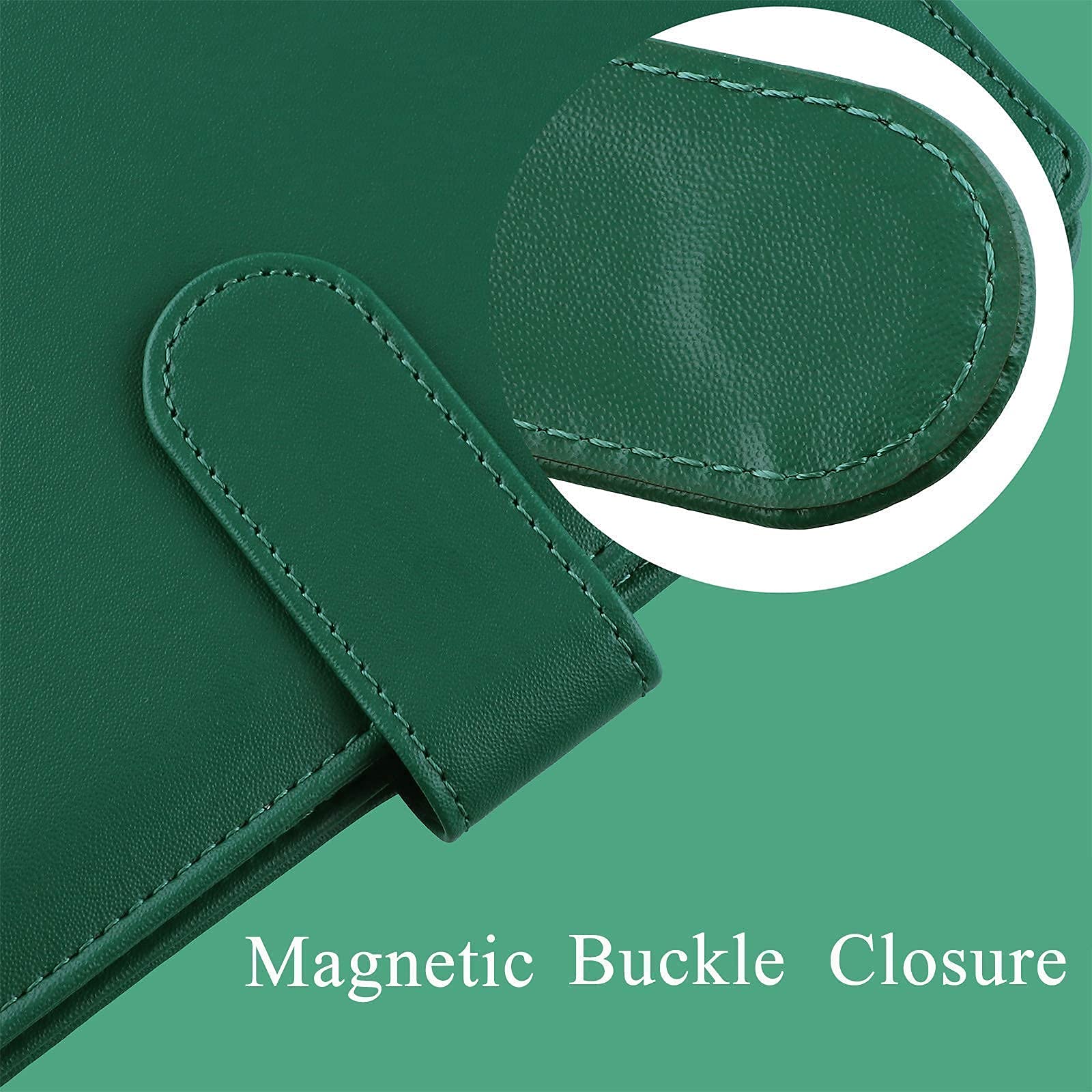Premium A6 PU Leather Notebook Binder (Dark Green) - 3-Pack Refill Paper, 160 Neon Page Markers, 10 Dividers & 3 Pockets - Perfect for Office, School & Planner Organization
