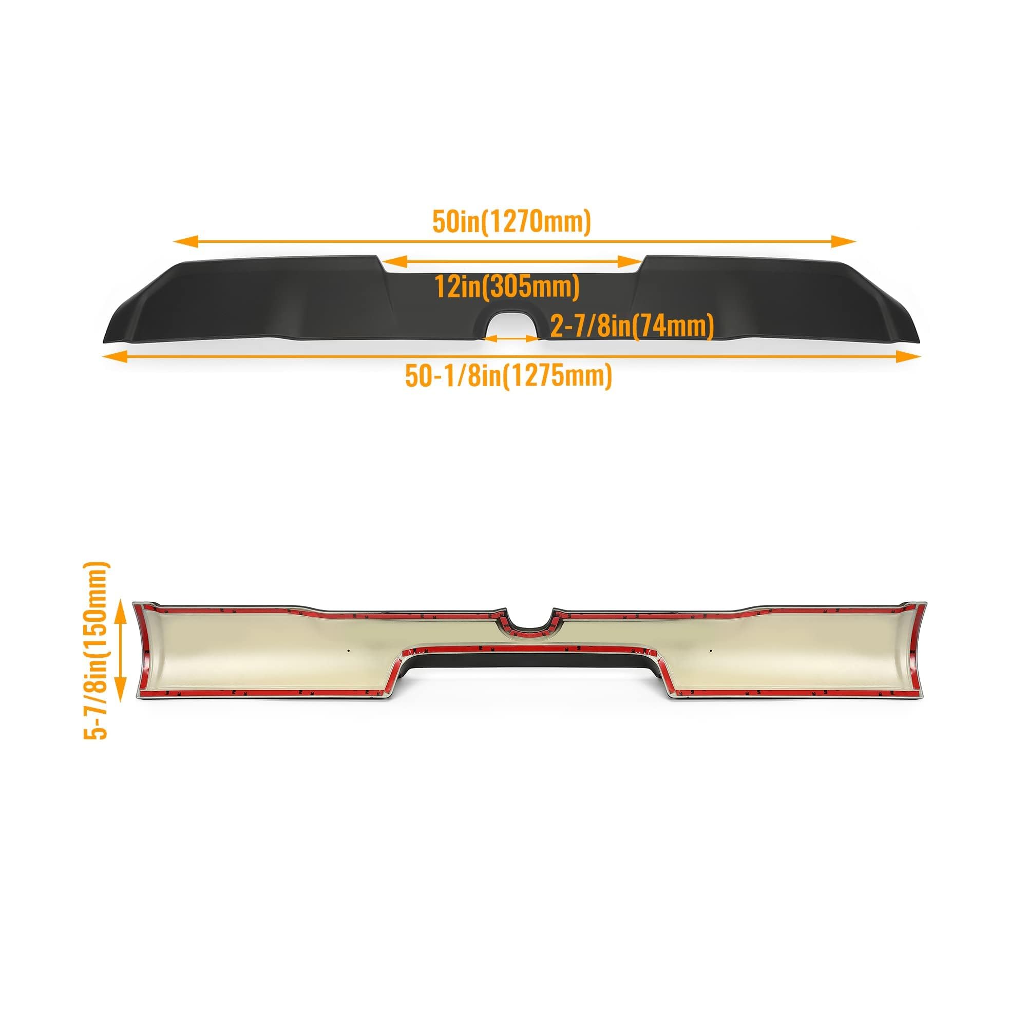 KUAFU Rear Roof Spoiler for 2019-2024 Dodge RAM 1500 Crew Cab | Black Truck Spoiler Wing | Enhances Aerodynamics & Style | Perfect for Pickup Truck Customization & Street Performance