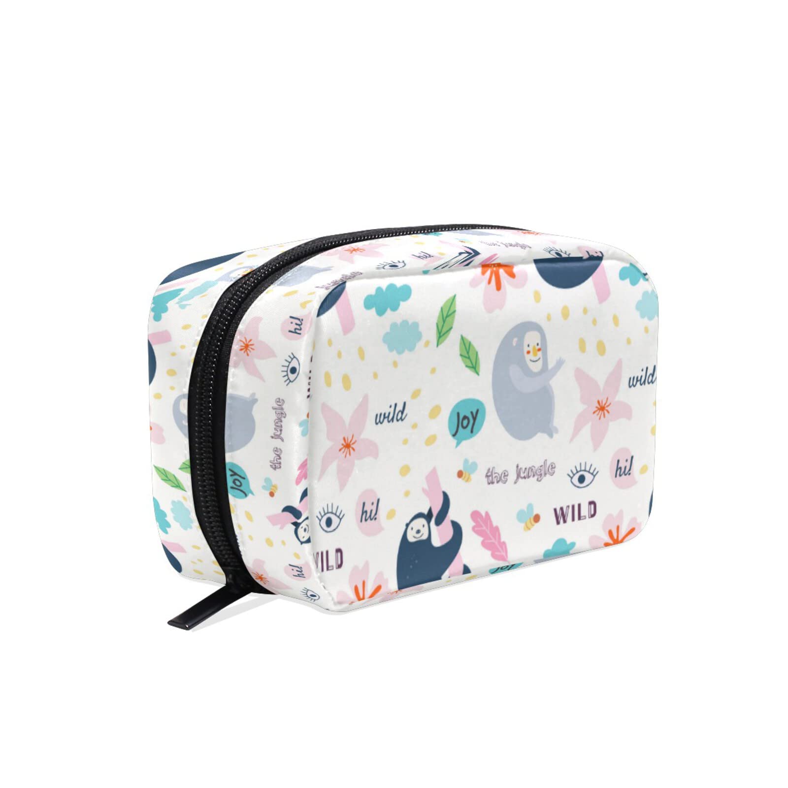 Colorful Animals & Words Travel Makeup Bag - Waterproof Cosmetic Organizer for Women | Reusable Small Toiletry Bag | Portable Makeup Pouch for Purse | Perfect Gift for Girls & Teens | Great for Travel, Gym & Daily Use
