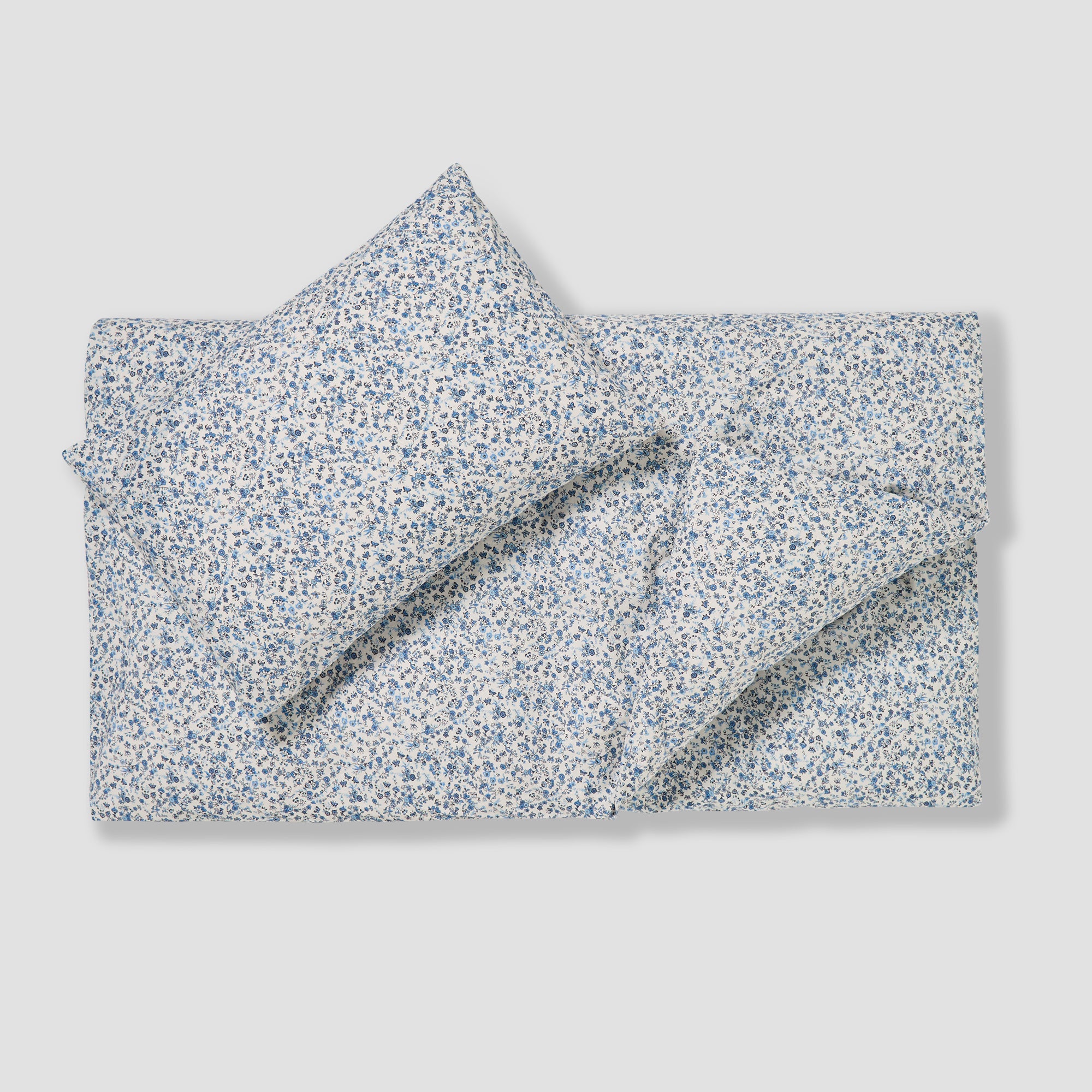 Blue Mini Meadow Kids Cotton Bedding Set - Soft & Breathable 4-Piece Crib Set for Baby Nursery, Toddler Bedroom Decor - Perfect for Nursery, Daycare & Gift Giving