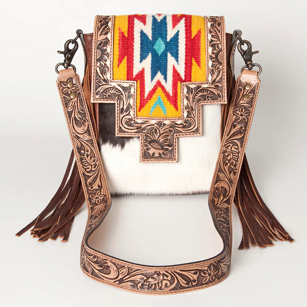 Handcrafted Aztec Leather Purse for Women - Boho Crossbody Bag with Intricate Tooling - Perfect for Festivals, Travel & Everyday Use