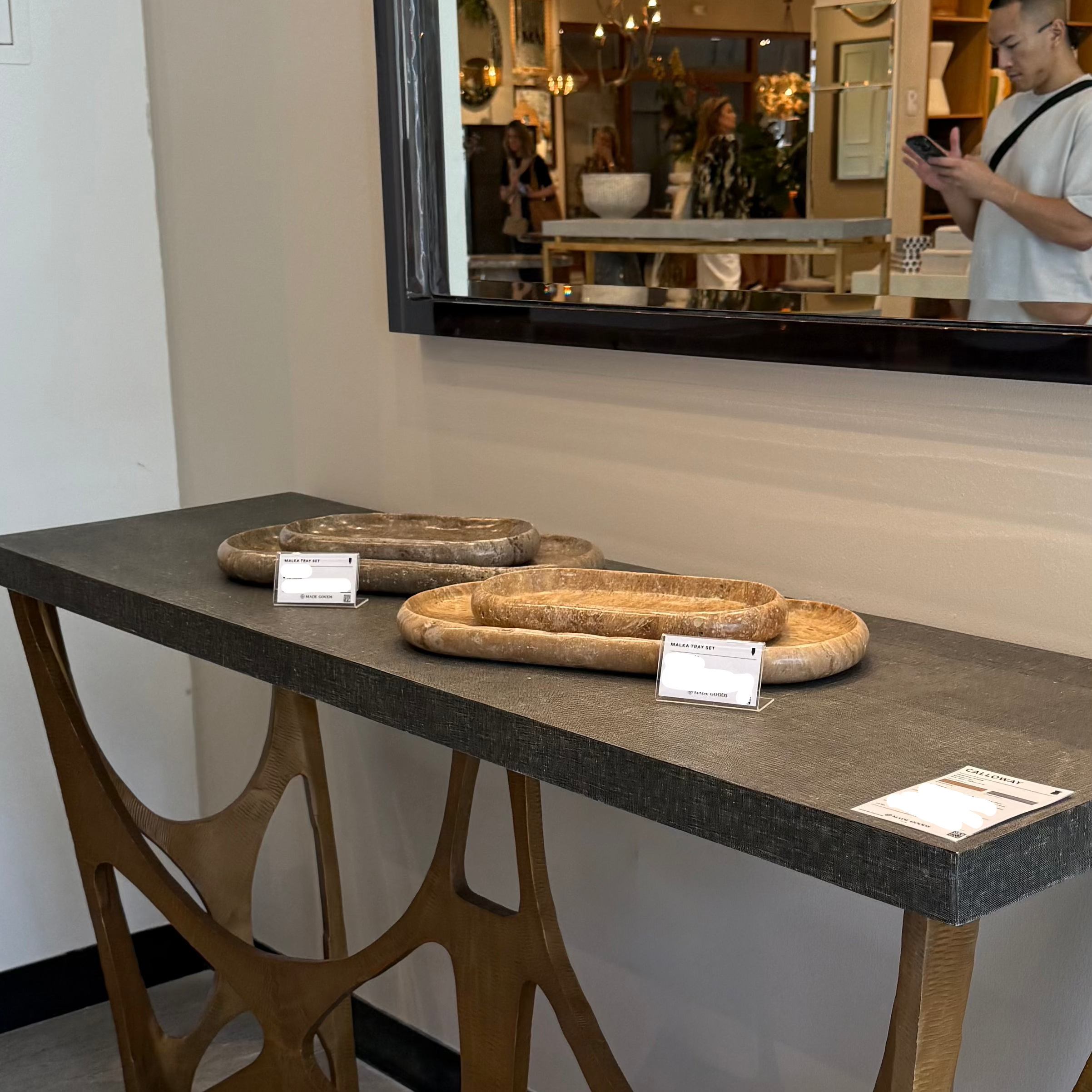 Malka Gray Travertine Tray Set - Elegant Serving Tray for Coffee Table, Dining, and Home Decor