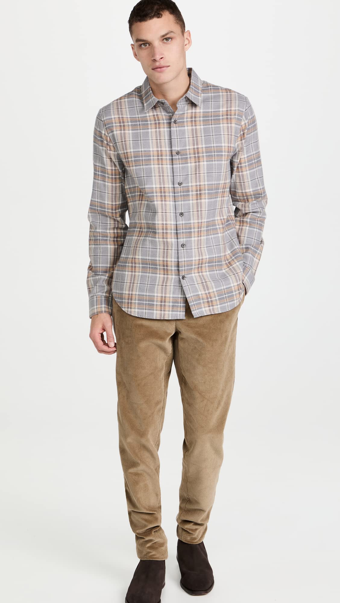 Vince Men's Prince Plaid Button-Down Shirt - Casual & Business Wear for Office, Dating & Outdoor Activities
